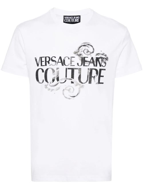 white/black cotton jersey t-shirt Versace Jeans | 76GAHG00CJ00G003